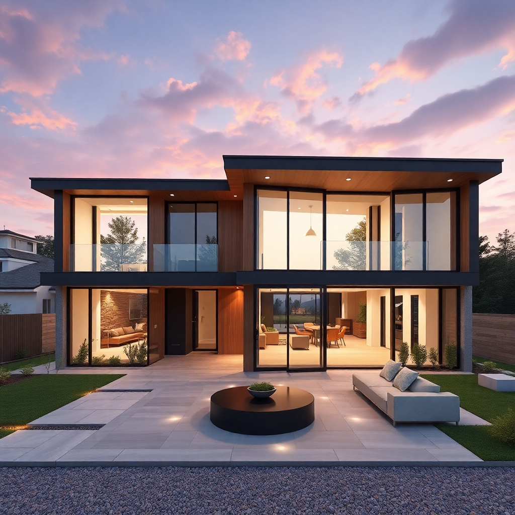 luxury modern home construction, residential construction project, contemporary house