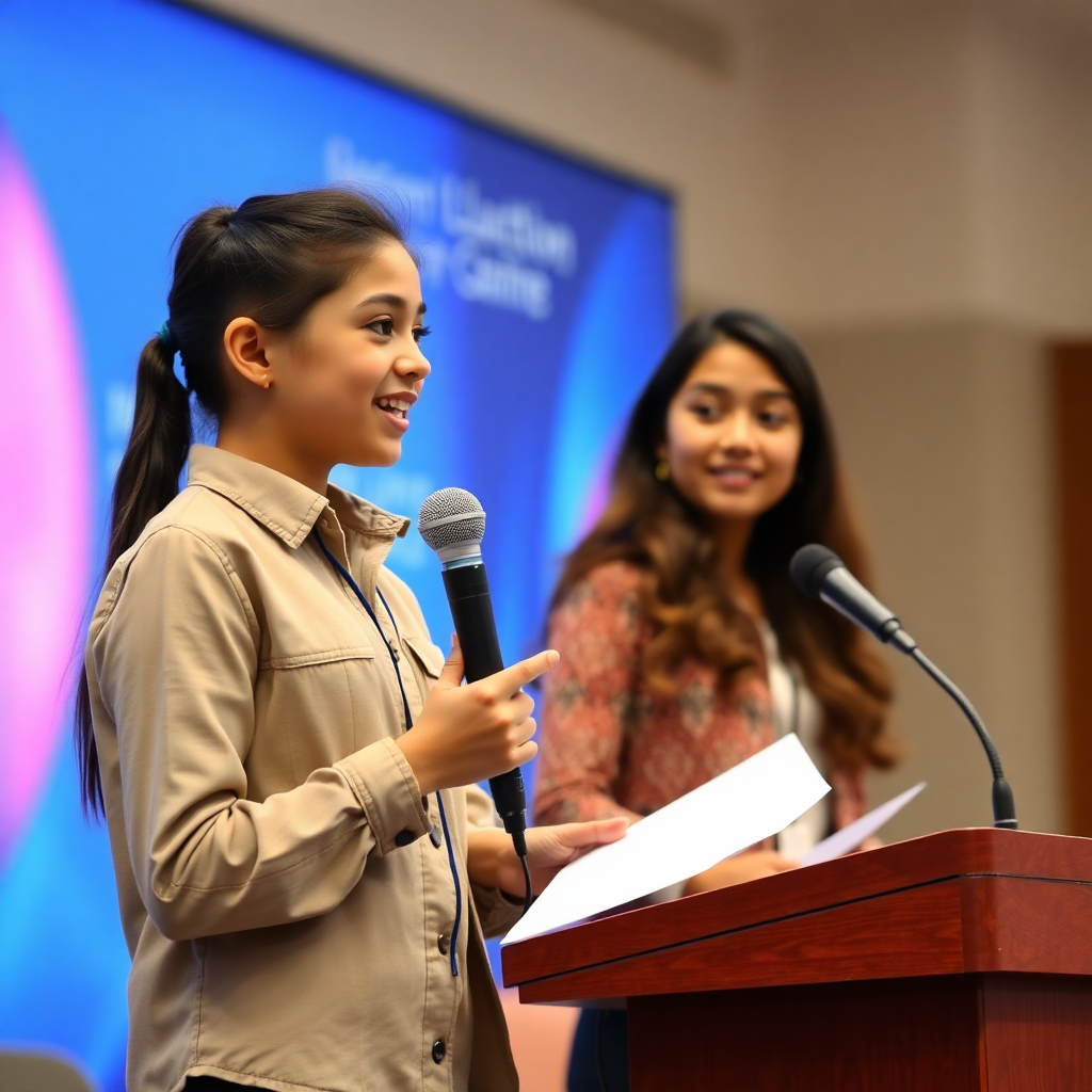 debate competition, students speaking confidently, public speaking