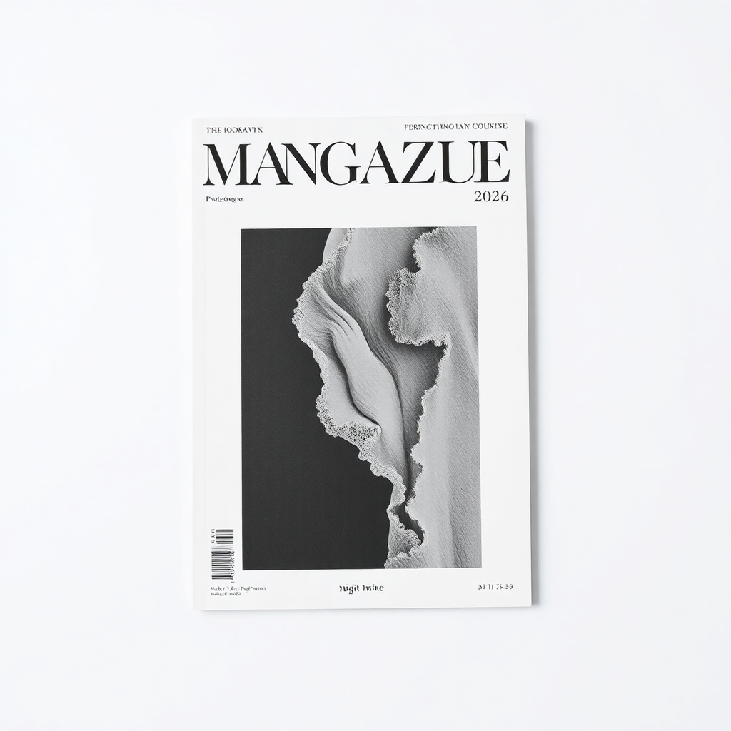 photography magazine cover, minimalist design, editorial style, matte paper texture