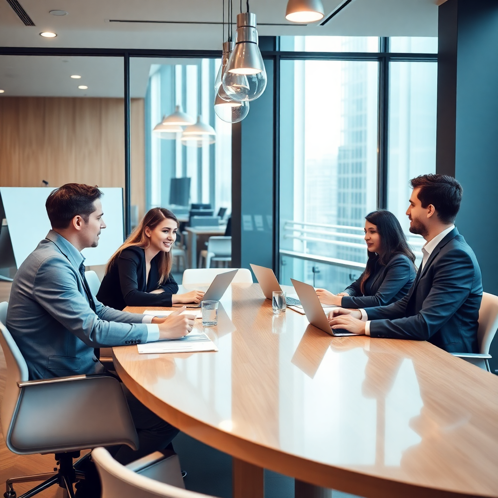 Equipo profesional en oficina moderna