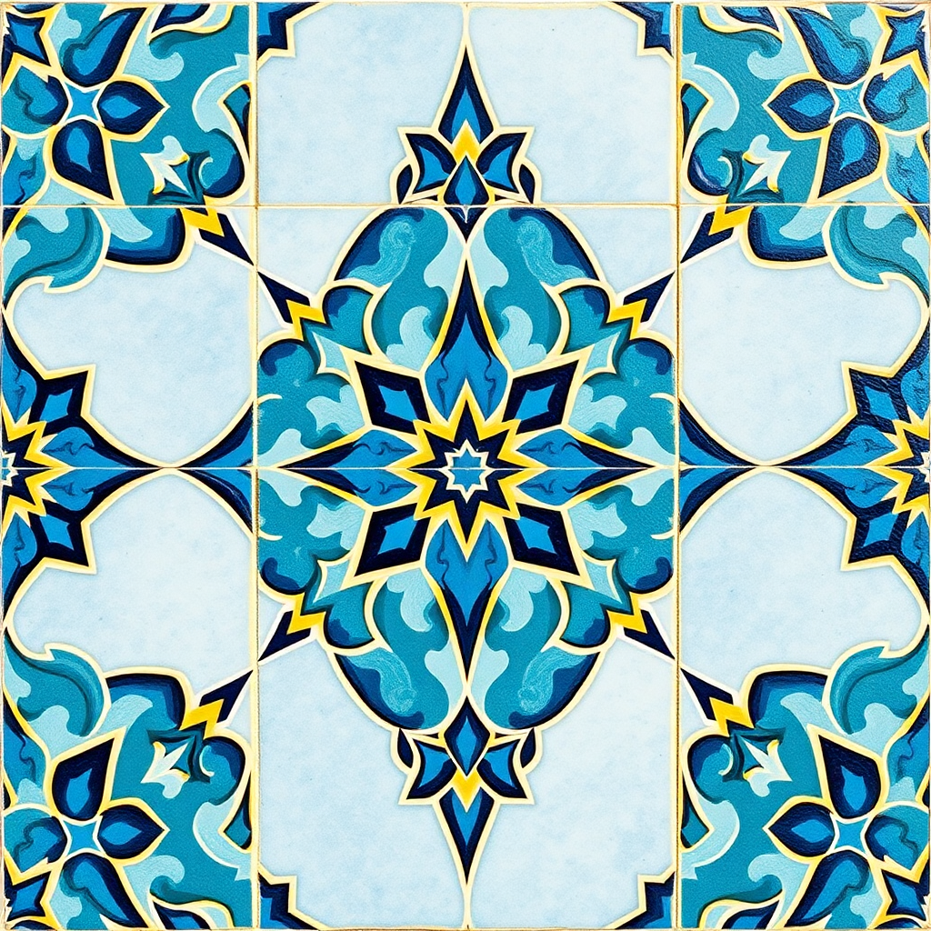 blue moroccan pattern decorative wall tile artistic geometric