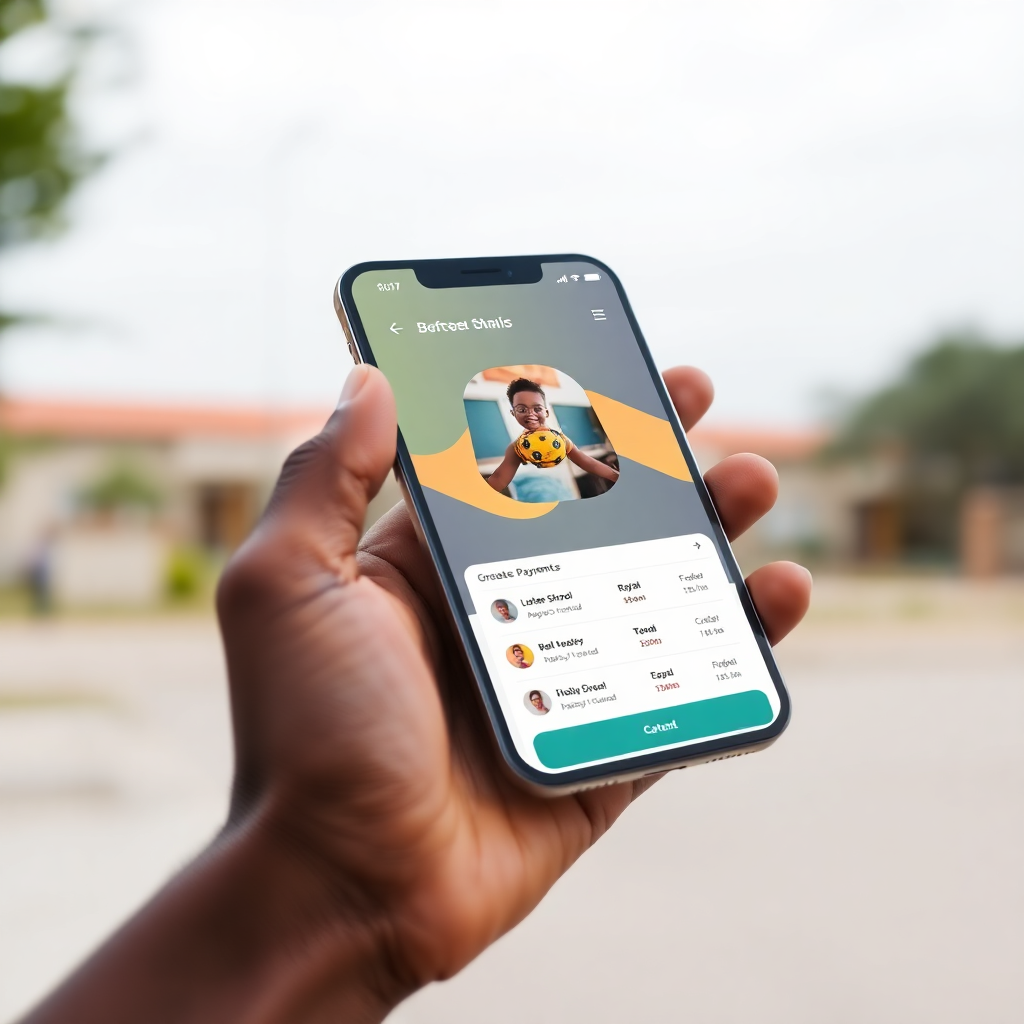smartphone mockup african school app interface mobile student grades payments modern ui design