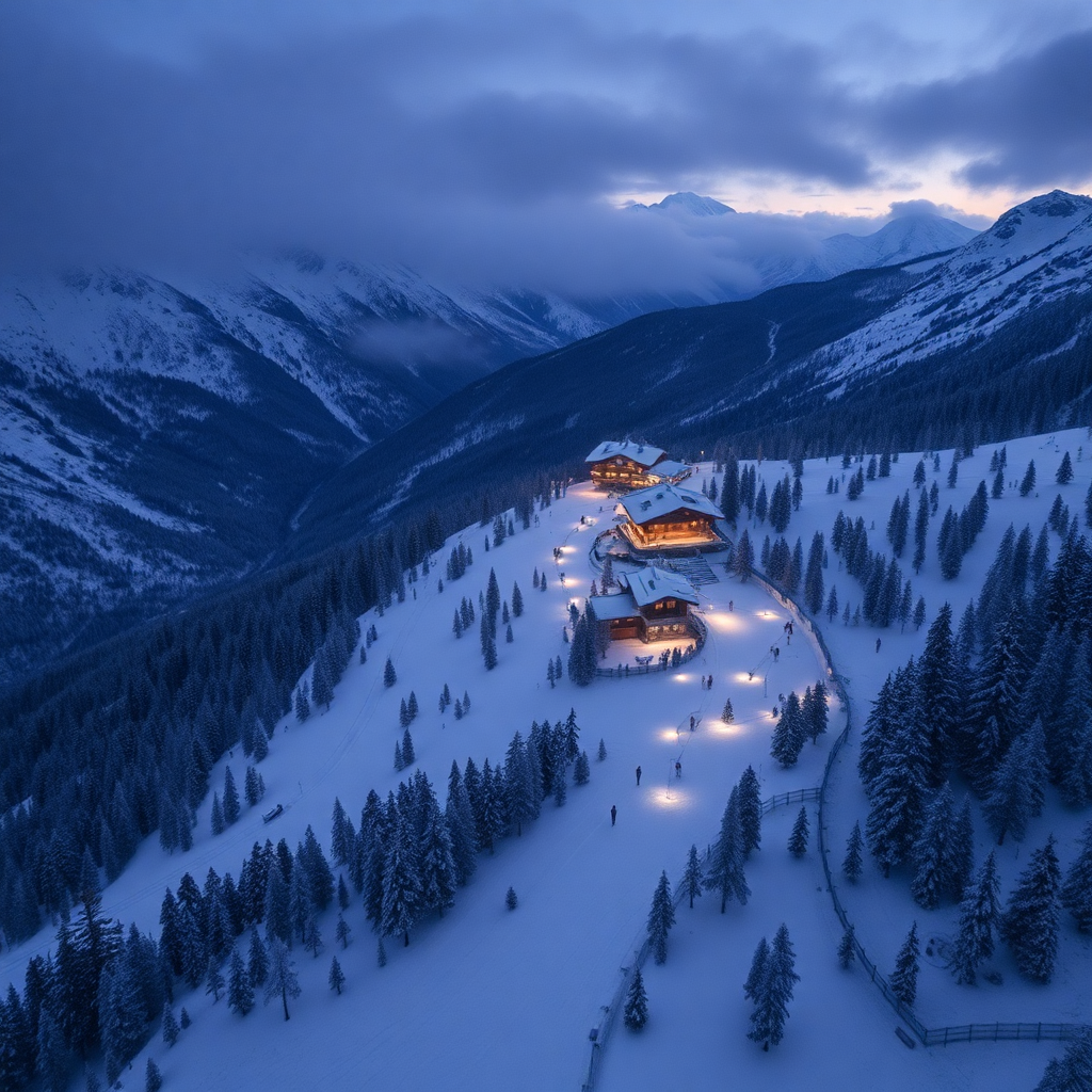 Grandvalira ski domain Andorra aerial mountain panorama Soldeu El Tarter Pas de la Casa Pyrenees snow winter cinematic editorial dark luxury photography