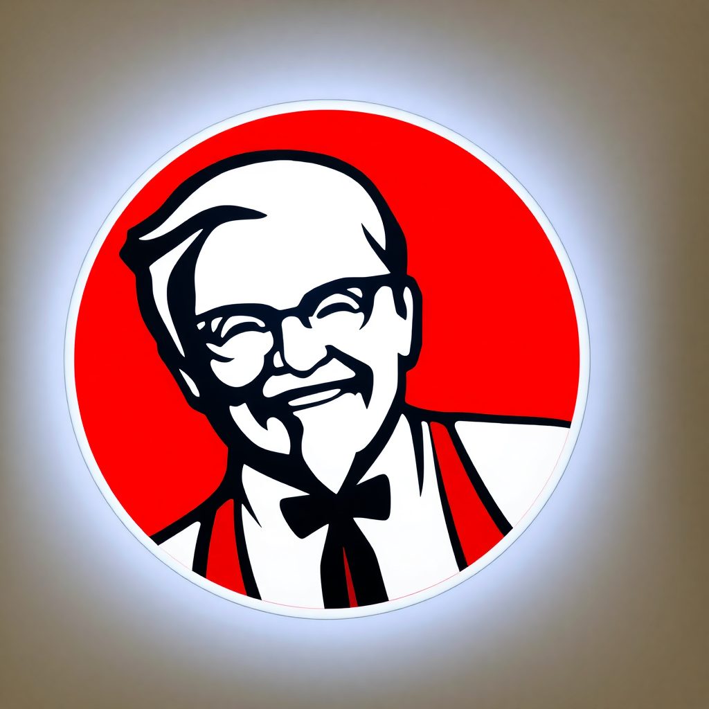KFC logo, red and white branding, fast food chain