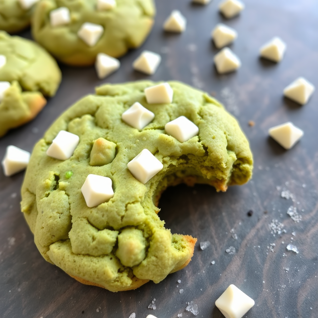 matcha green tea cookie with white chocolate chunks