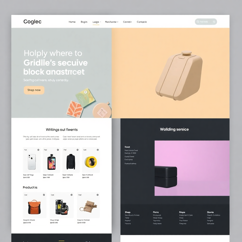 modern e-commerce website design, clean layout, product showcase, professional web design