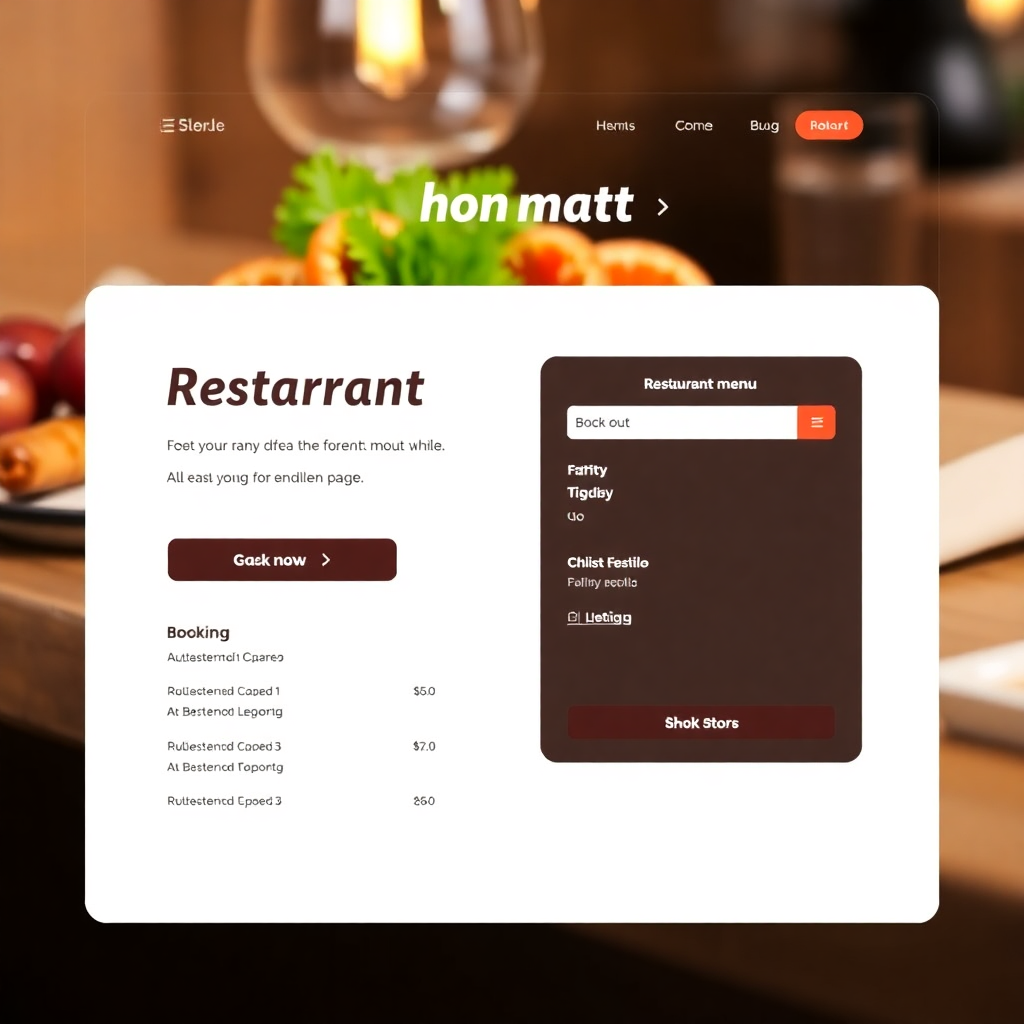 Restaurant menu and booking website template