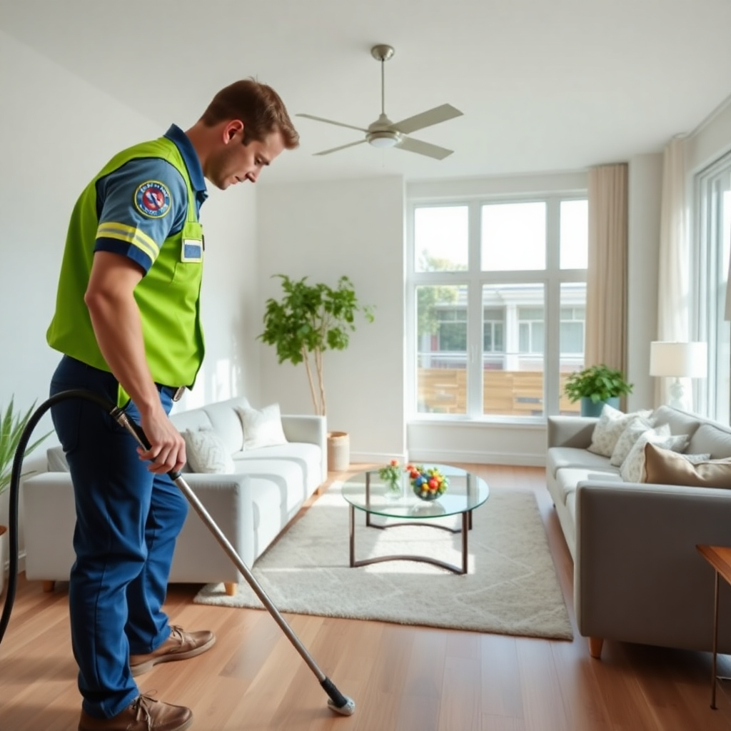 Residential cleaning service in Ocala, FL - Professional cleaner maintaining bright and tidy living room