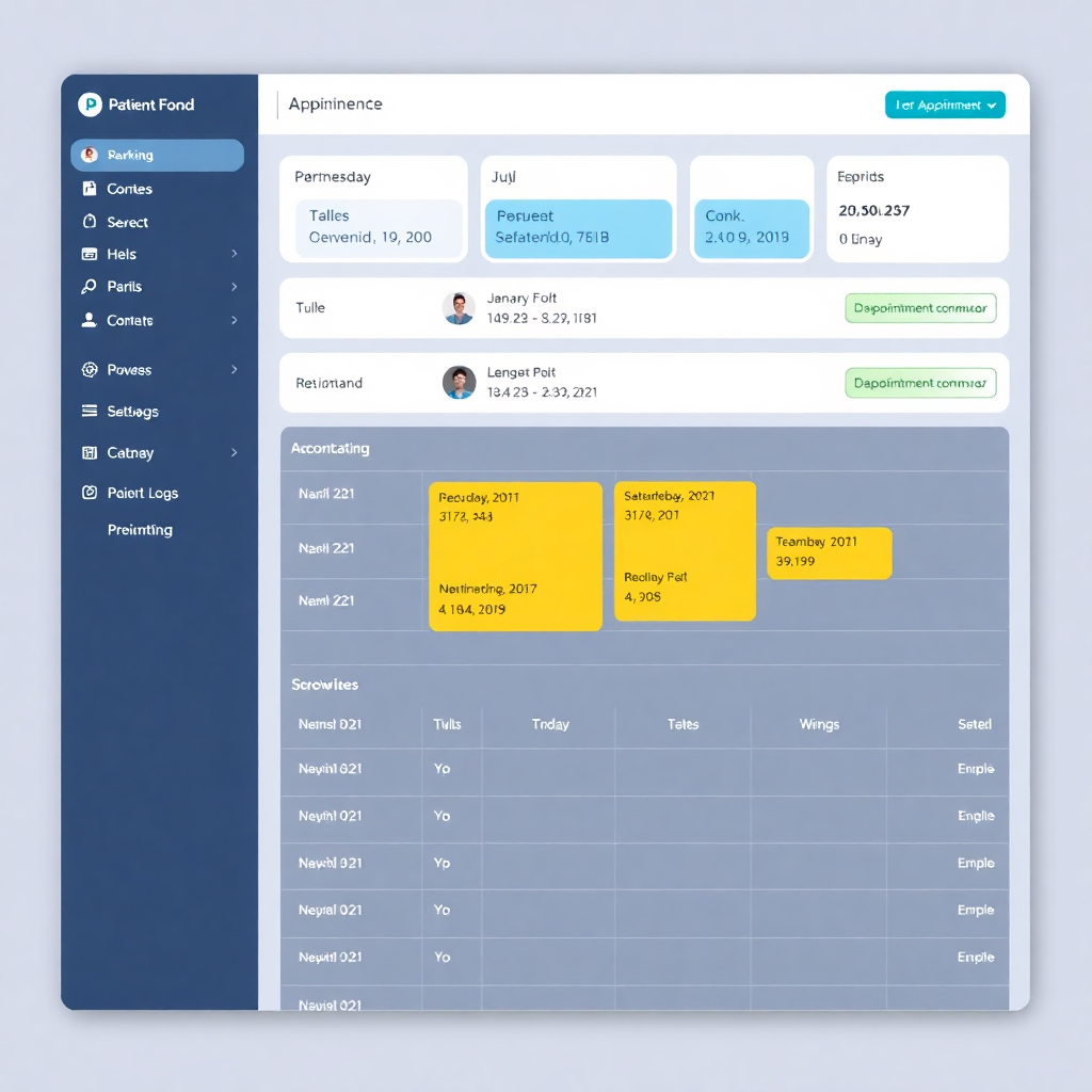 Patient booking dashboard with calendar appointments