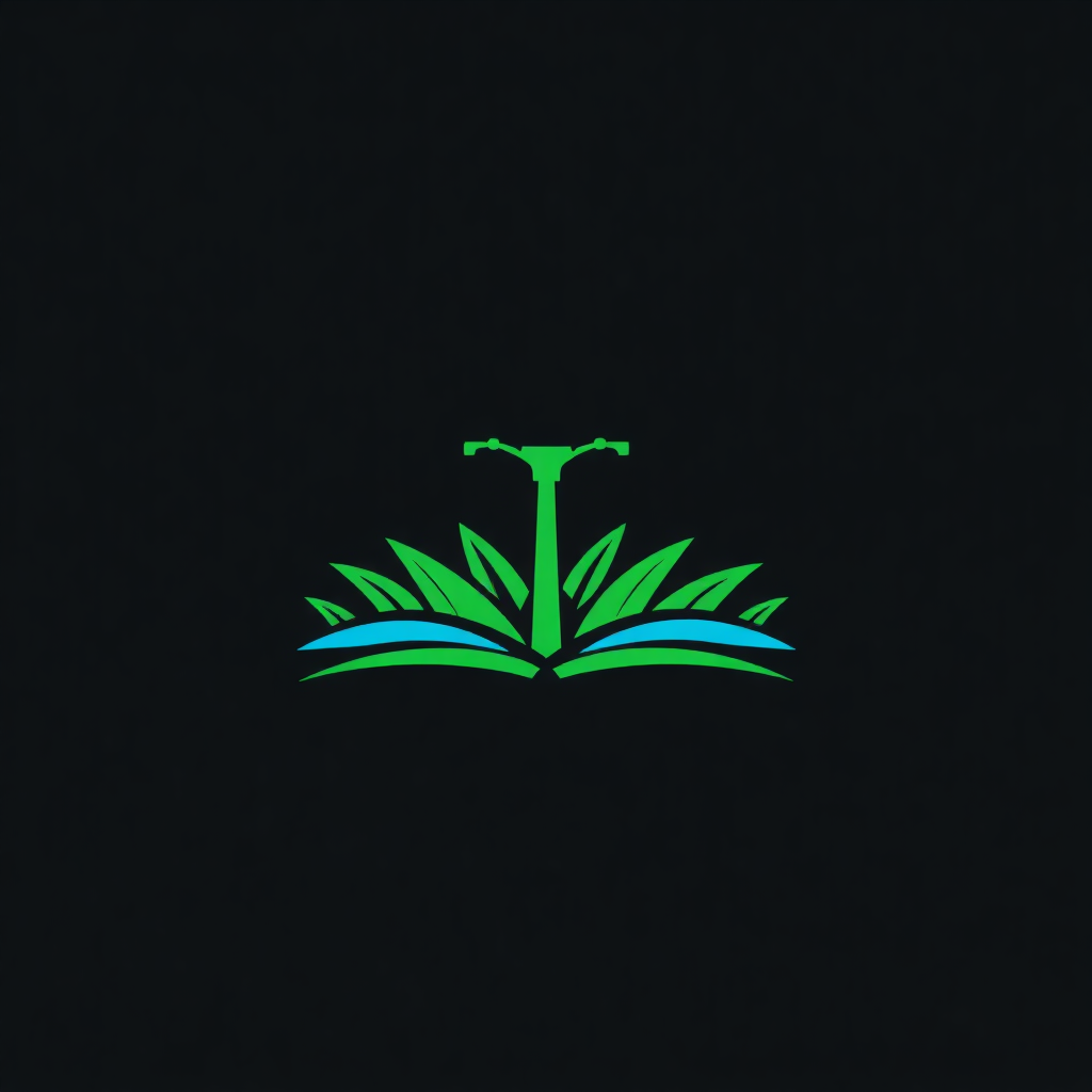 professional irrigation company logo with green and blue colors, agricultural theme
