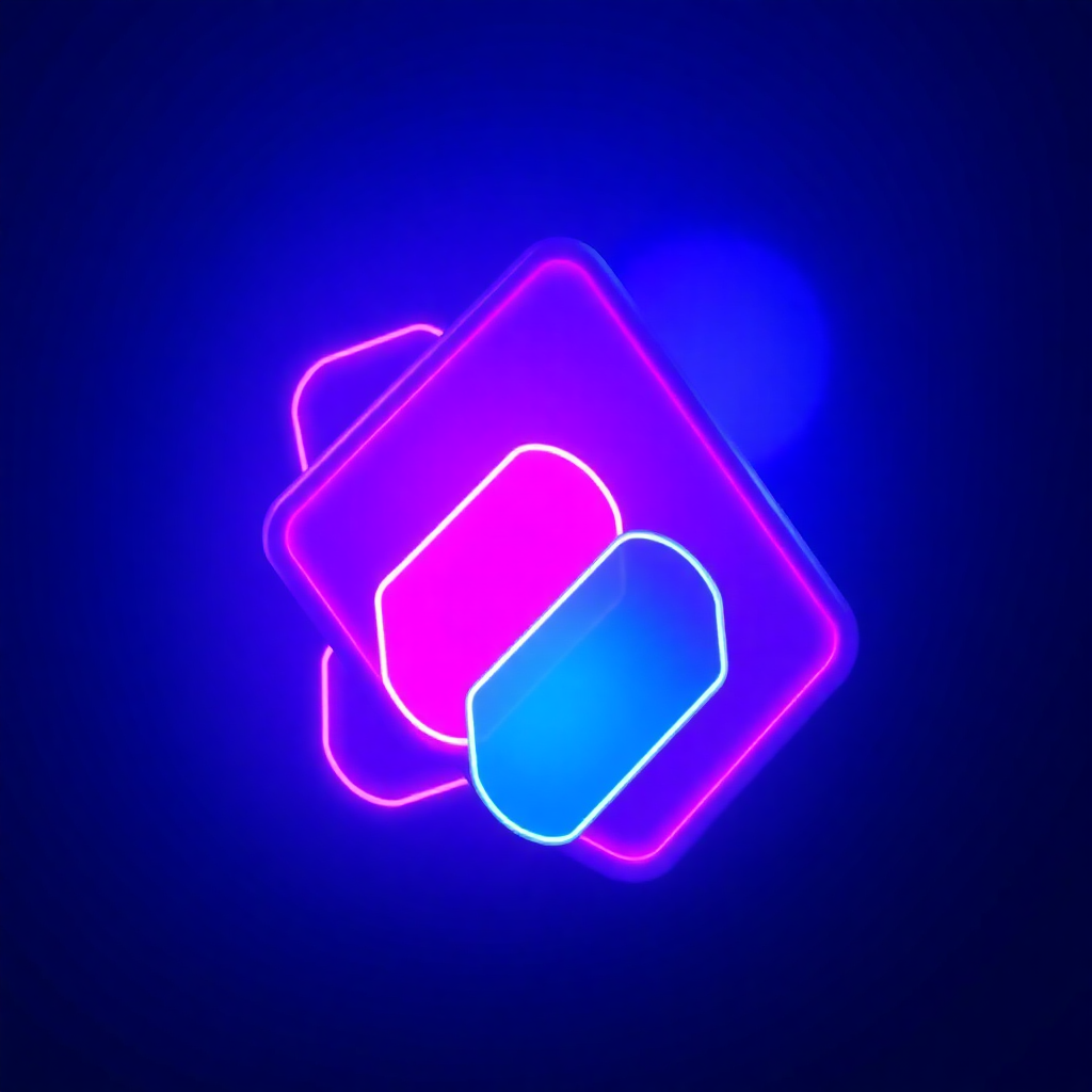 vibrant abstract 3d neon shapes blue purple