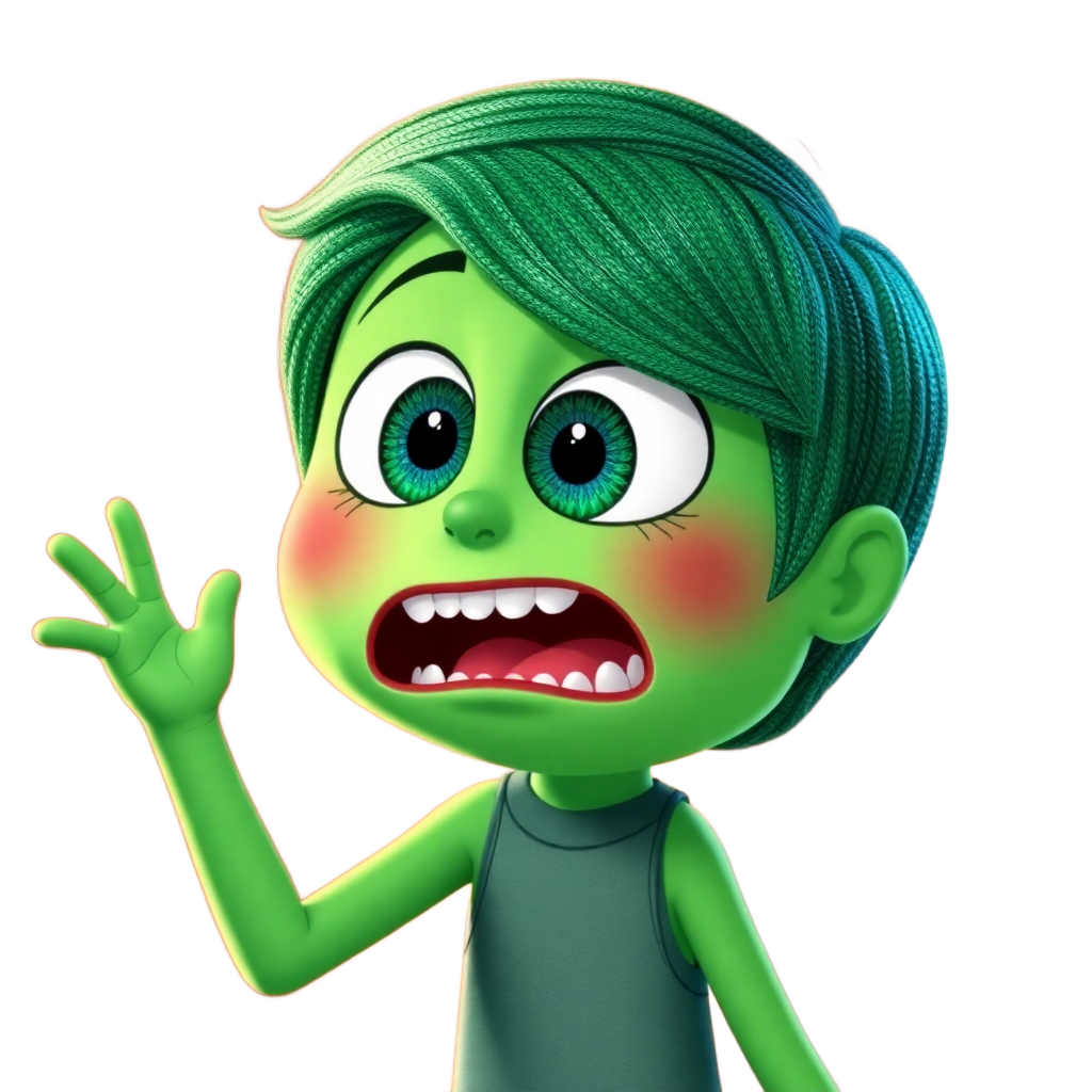 Inside Out Disgust character green disgusted sassy attitude