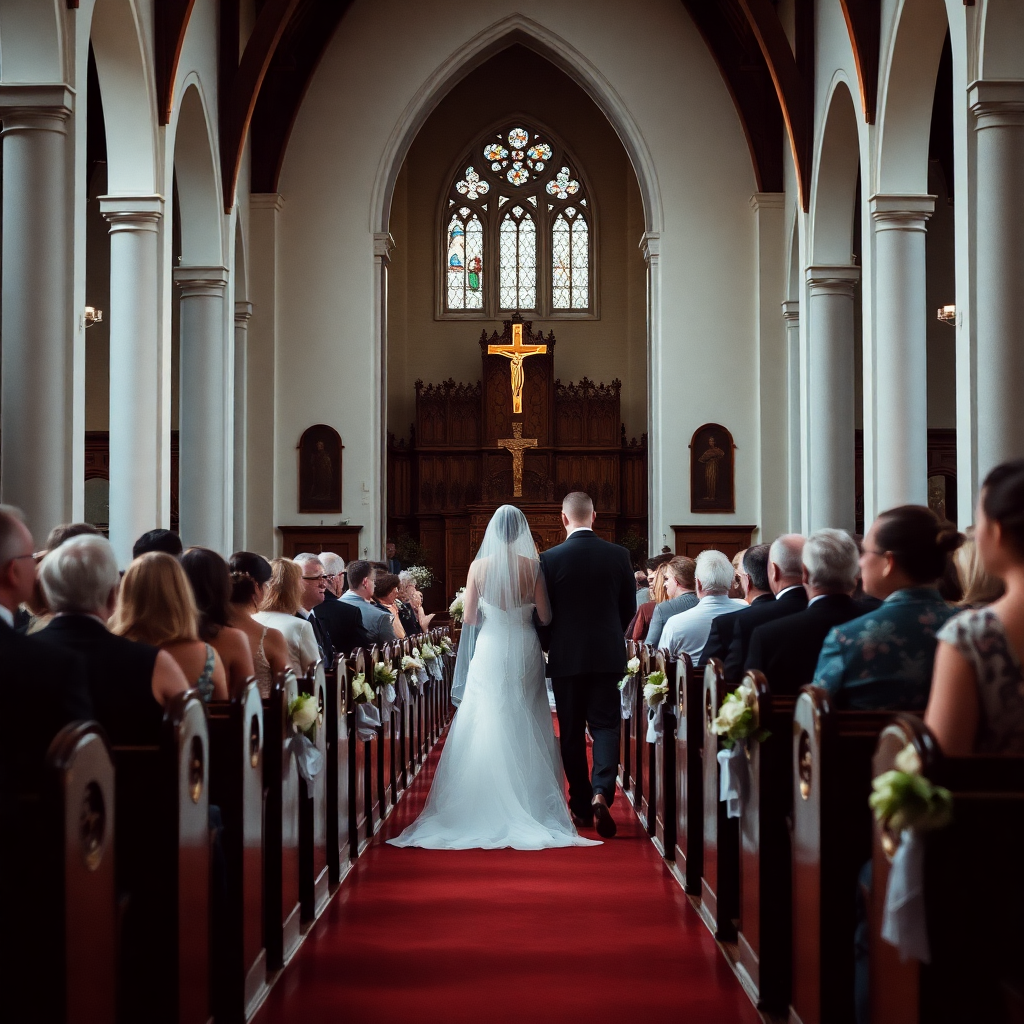 bride walking down aisle wedding ceremony church dramatic moment
