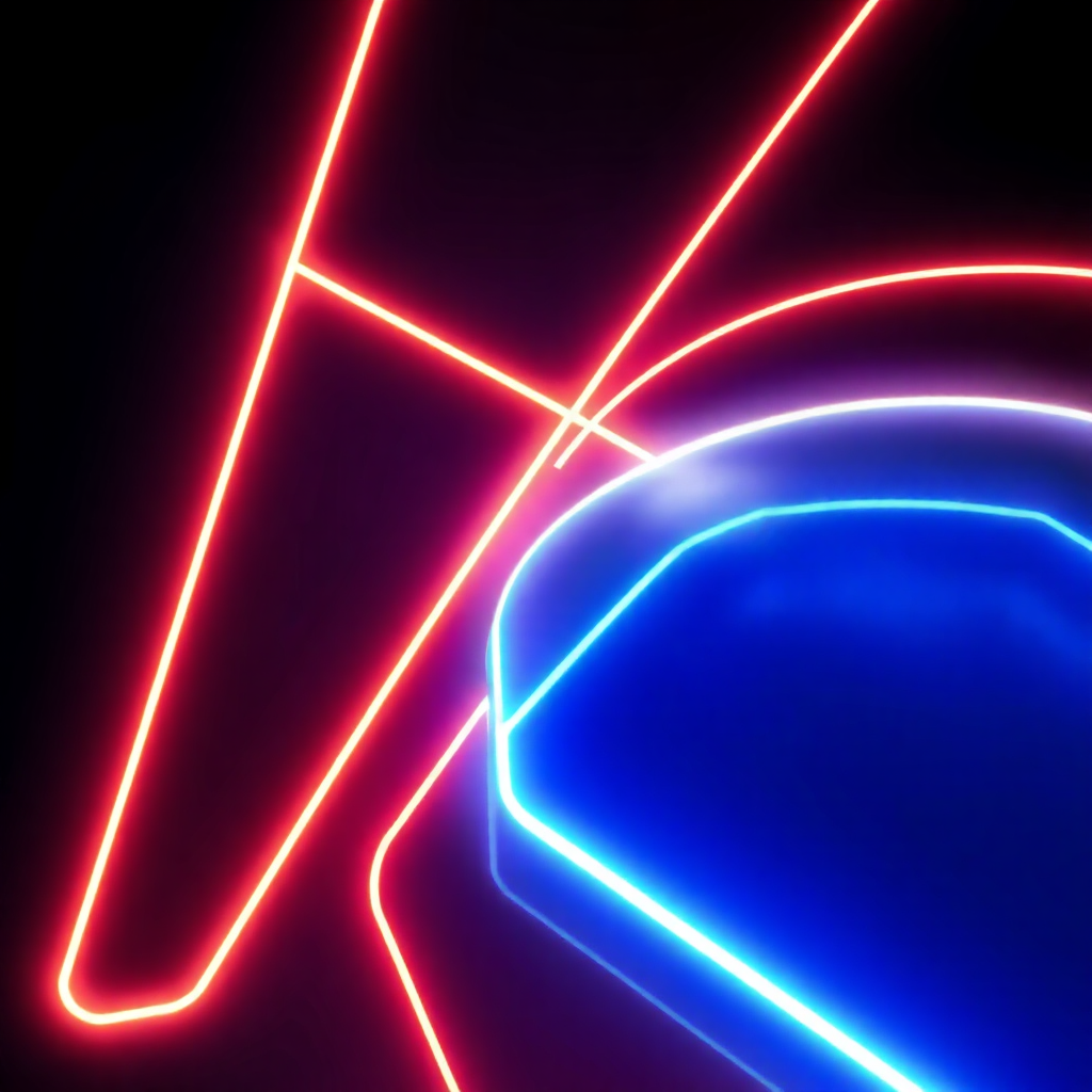 Abstract design with glowing neon lines and modern shapes, representing trends and popularity, digital art
