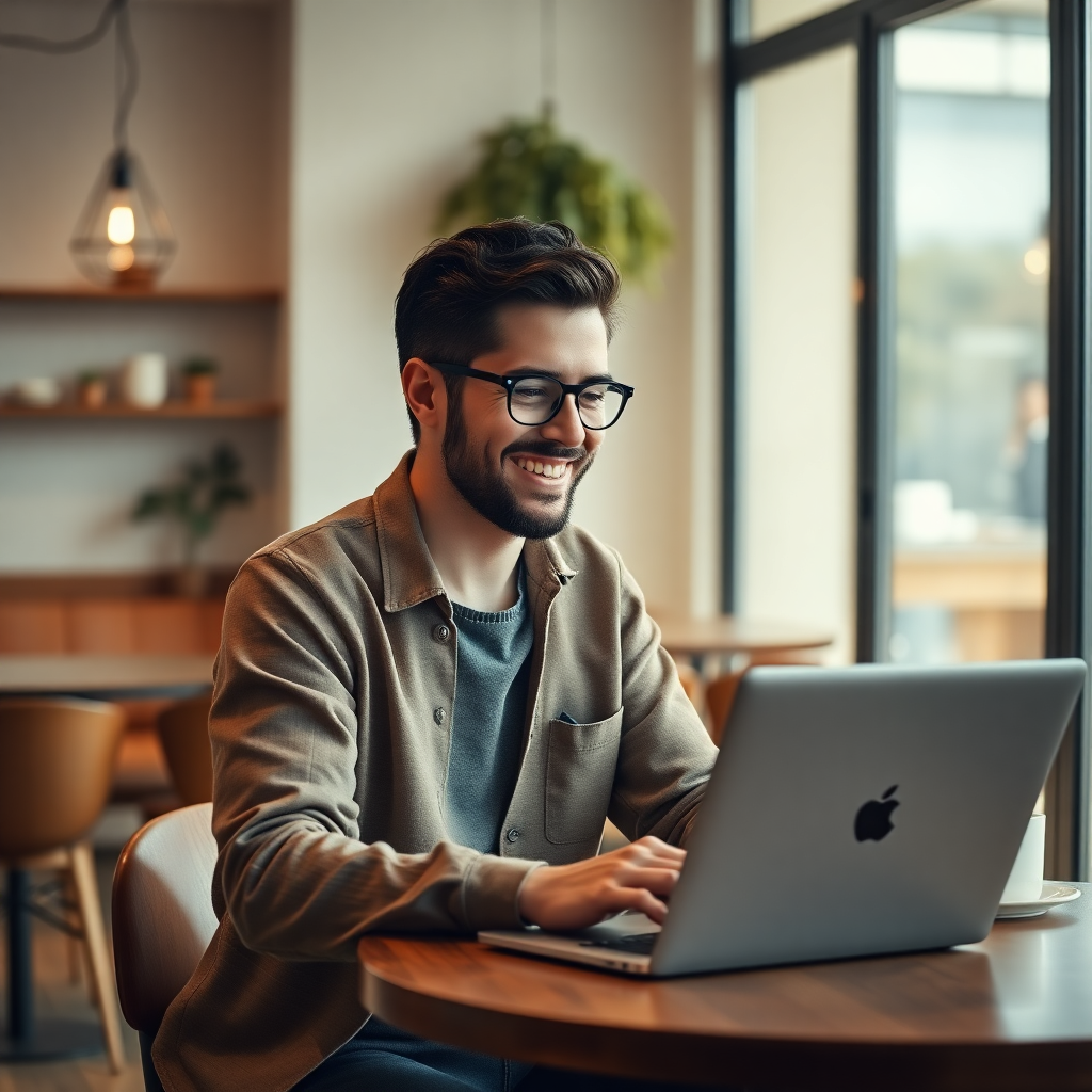 Proprietário de pequeno negócio a trabalhar num café em Viana do Castelo.