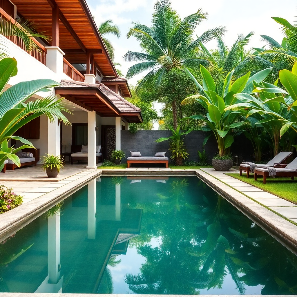 luxury villa in bali with private pool and tropical garden