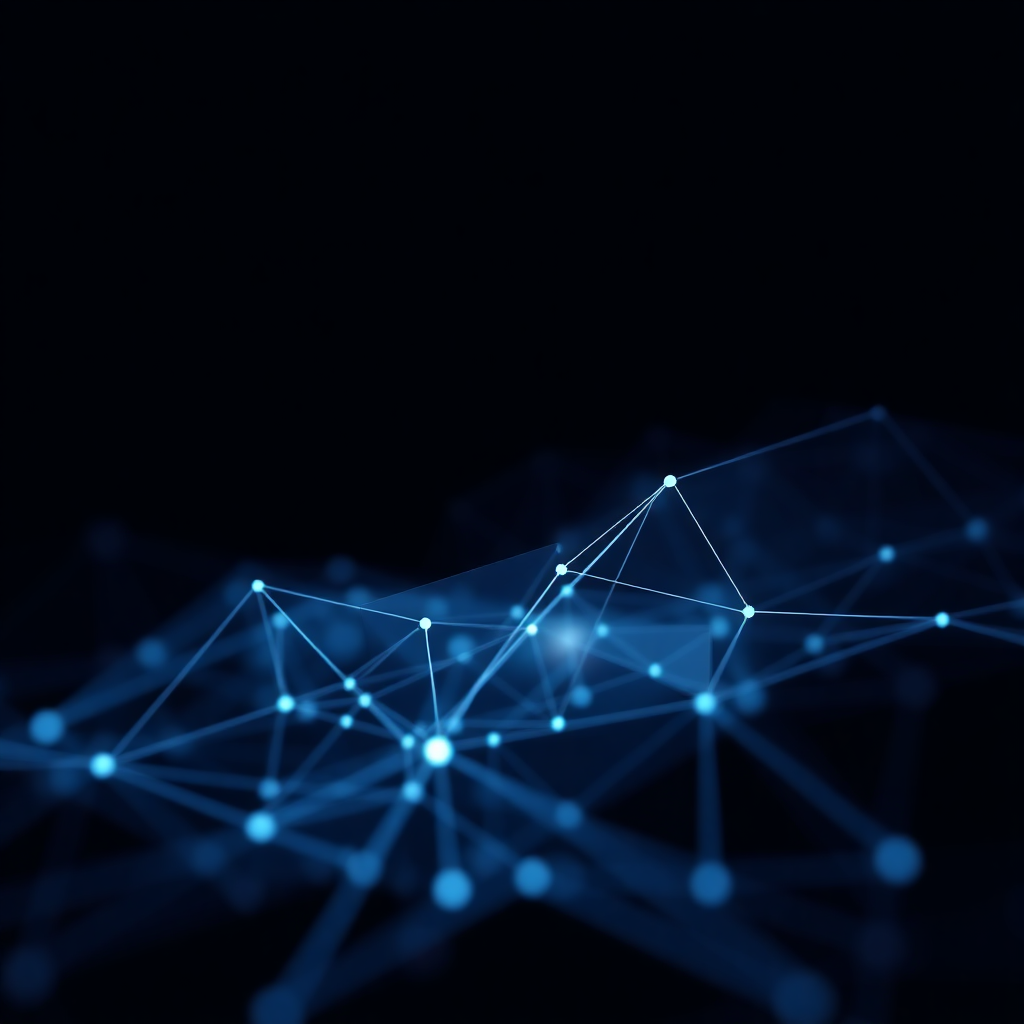 abstract dark blue technical network nodes connections minimalist data visualization