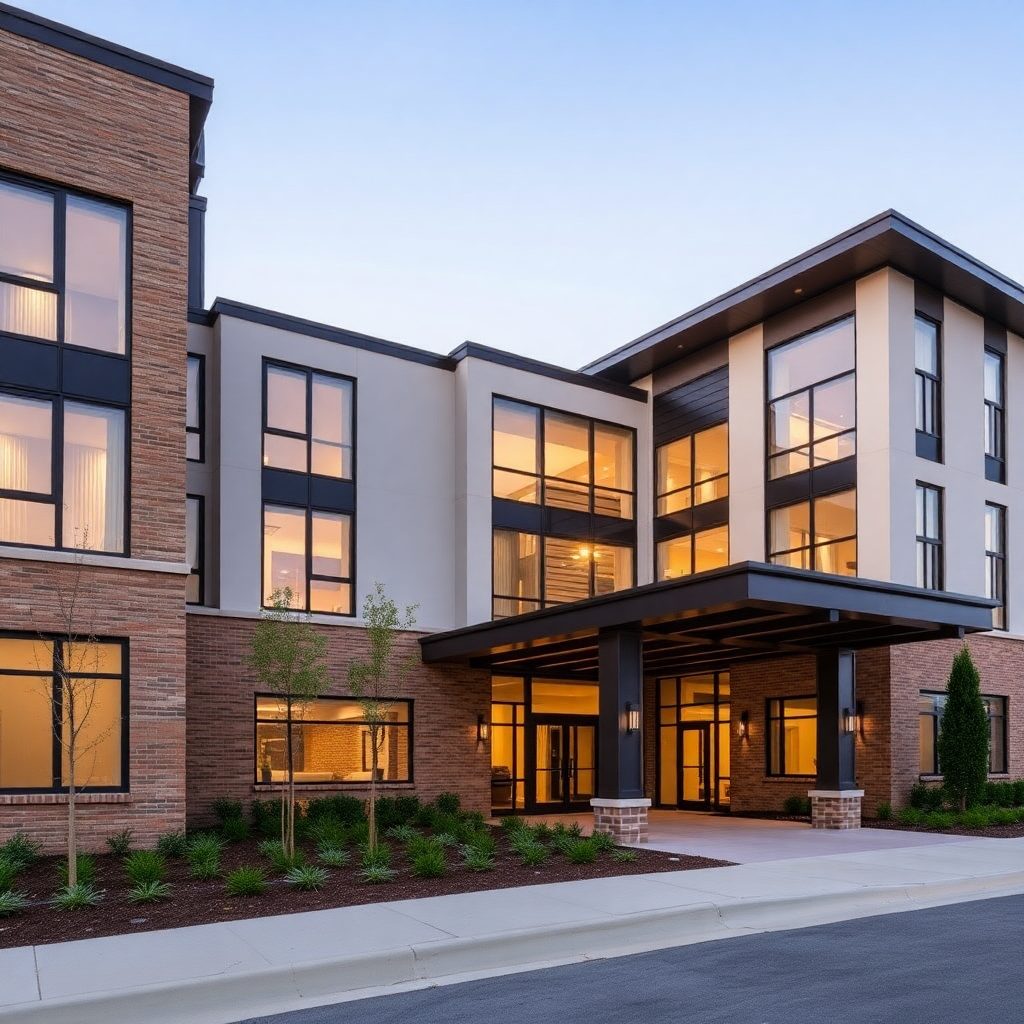 luxury senior living facility exterior Charlotte