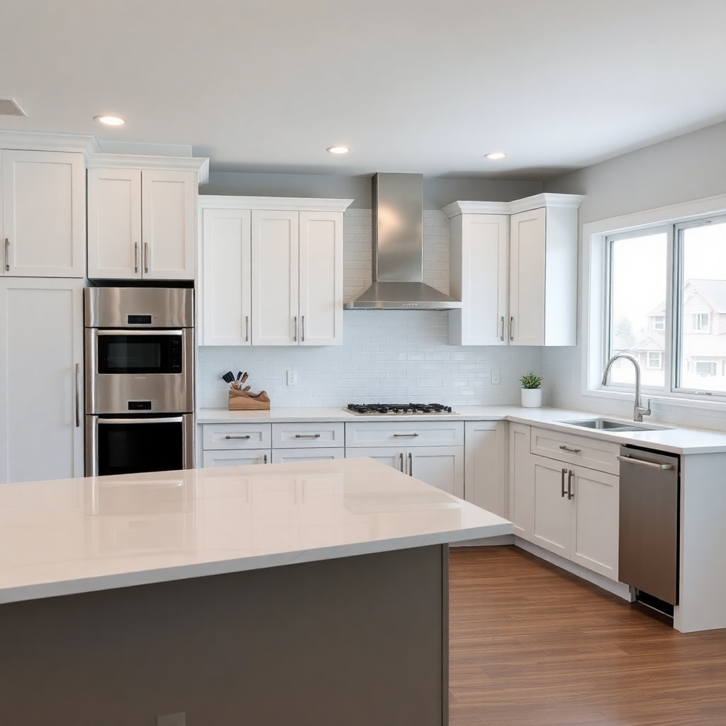 renovated modern kitchen with new cabinets and countertops