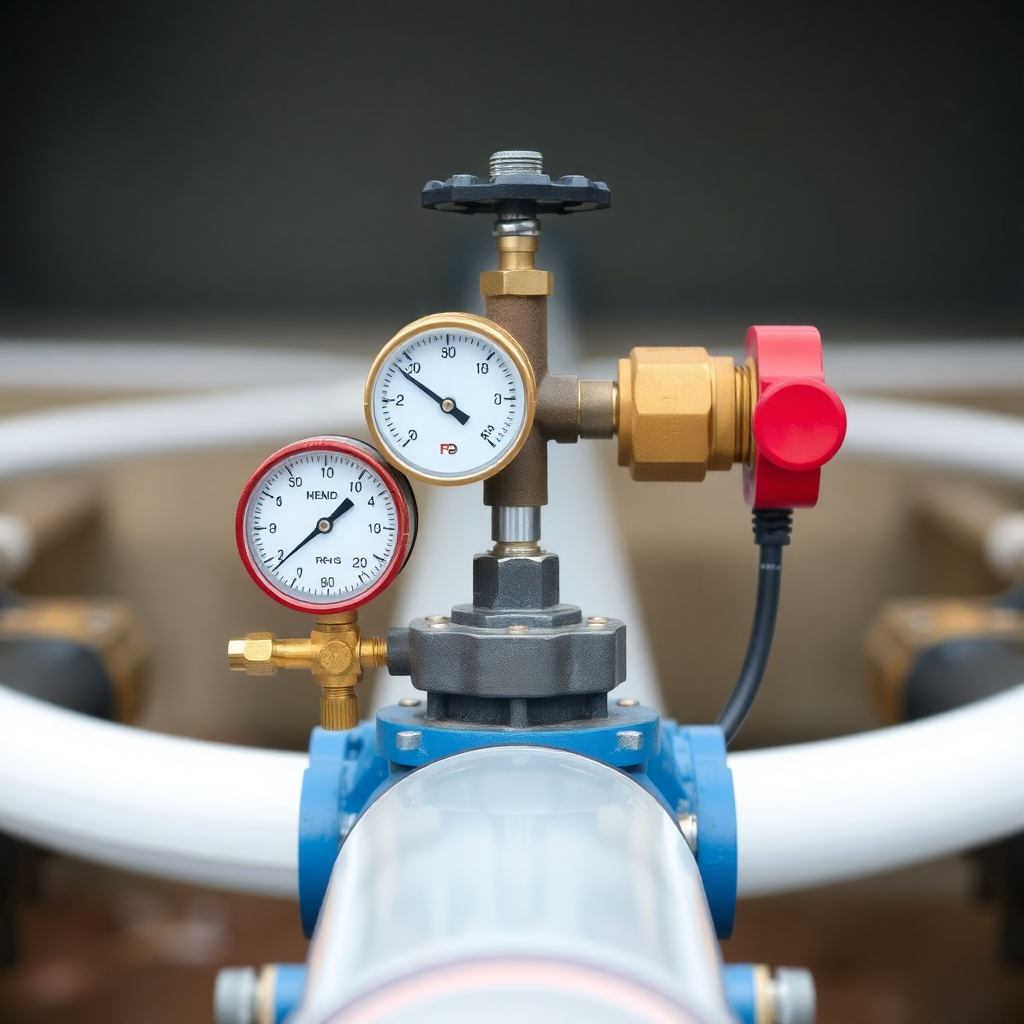 pipeline hydrostatic testing equipment with pressure gauges and water supply