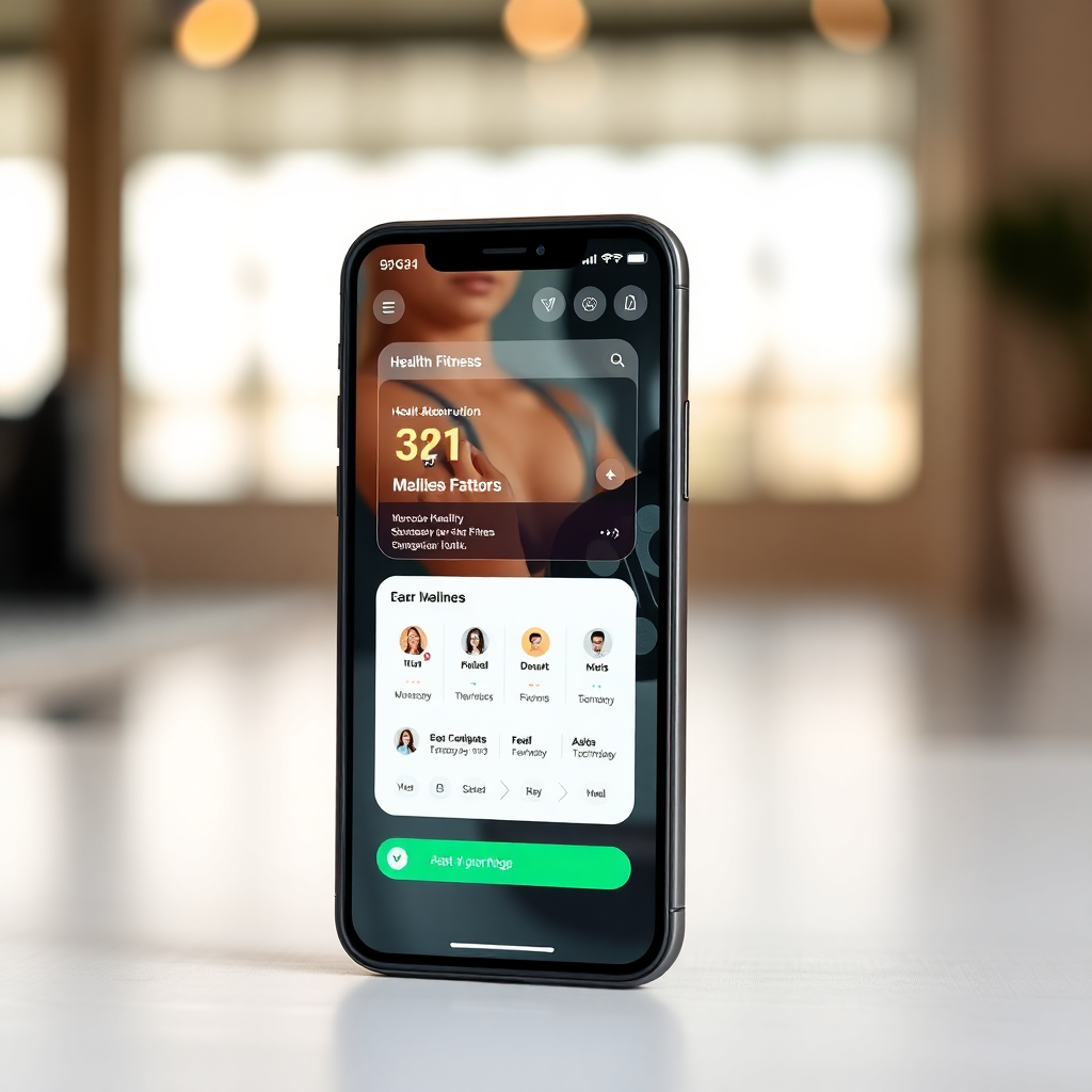 health and fitness app on smartphone, wellness platform, healthy lifestyle, modern fitness technology