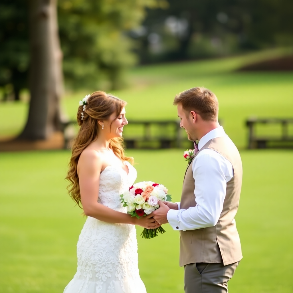 bride and groom outdoor ceremony exchange vows romantic moment