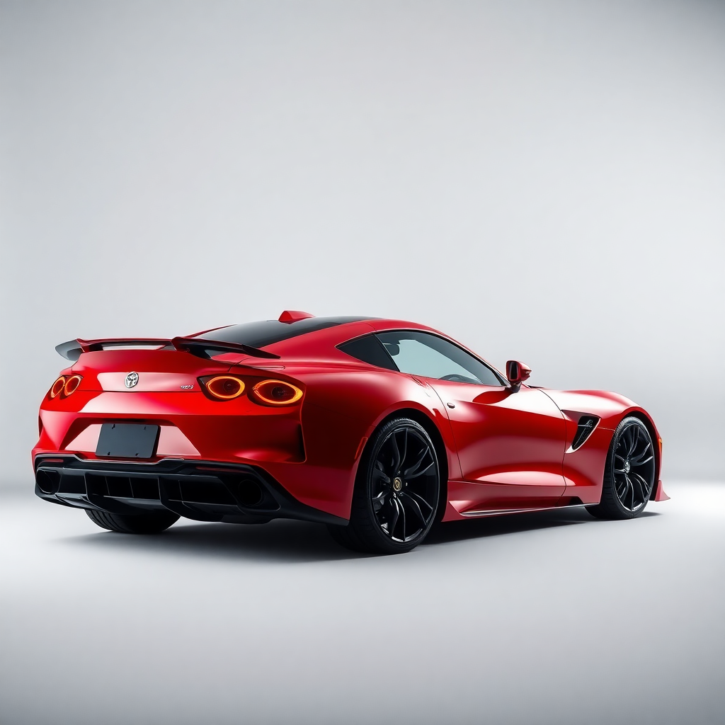 luxury red sports car side view studio lighting