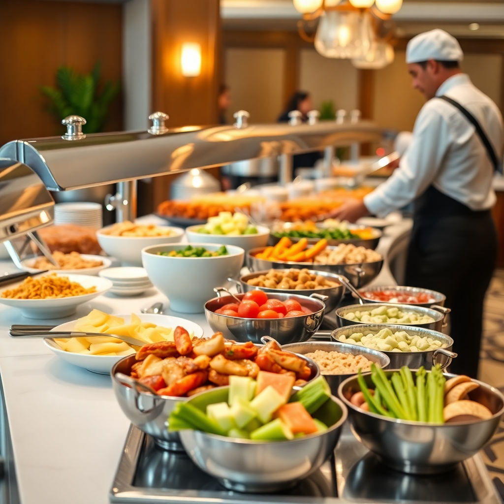 بوفه صبحانه هتل با چیدمان تازه برای صنعت مهمان‌داری و کترینگ