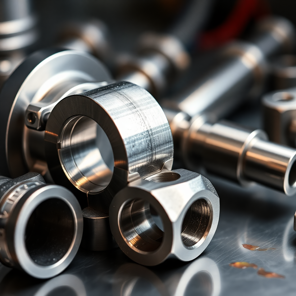 macro shot of high quality stainless steel investment casting parts, industrial lighting
