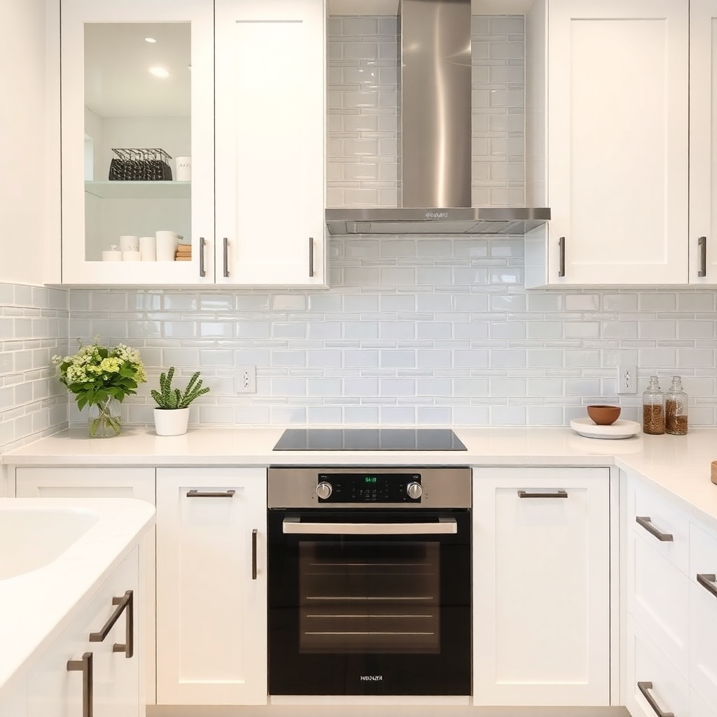 white glossy subway tile classic kitchen bathroom wall