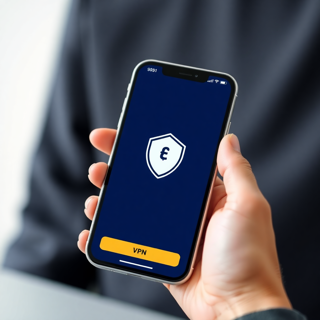 Modern smartphone displaying VPN mobile application interface