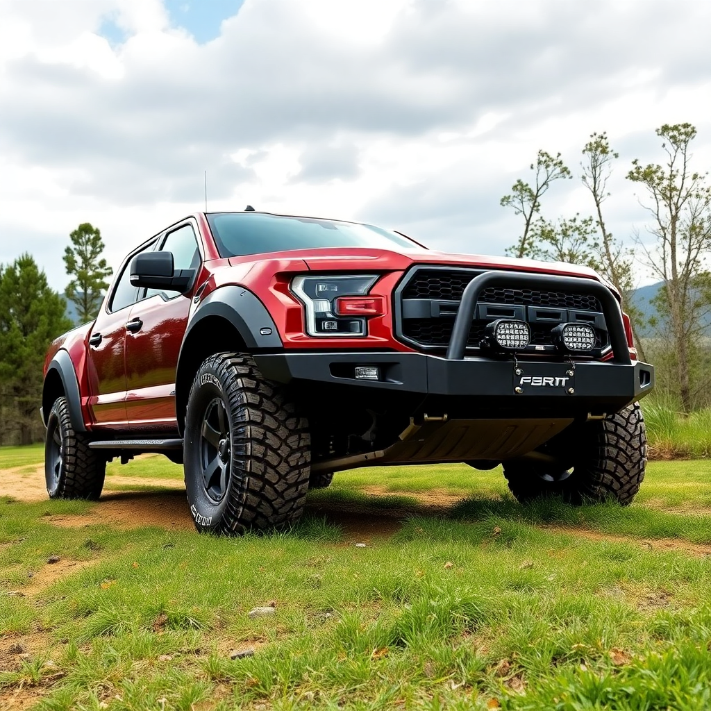 Robust pickup truck, professional photography, outdoor terrain