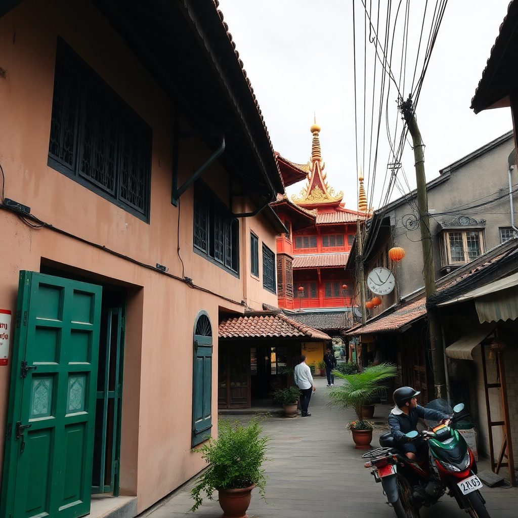 hanoi old quarter with traditional architecture and temples, professional photography