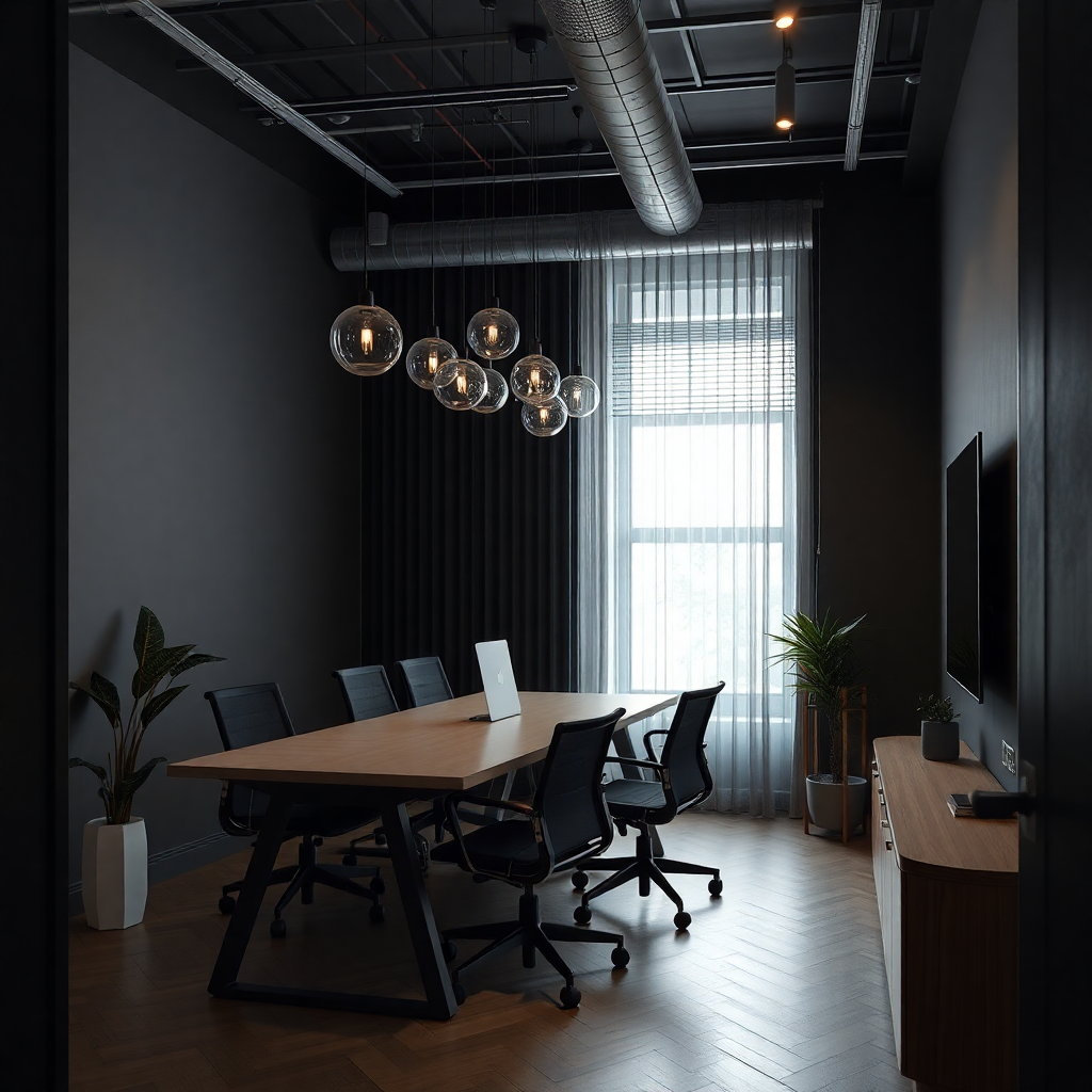 modern minimal creative agency office interior dark aesthetic