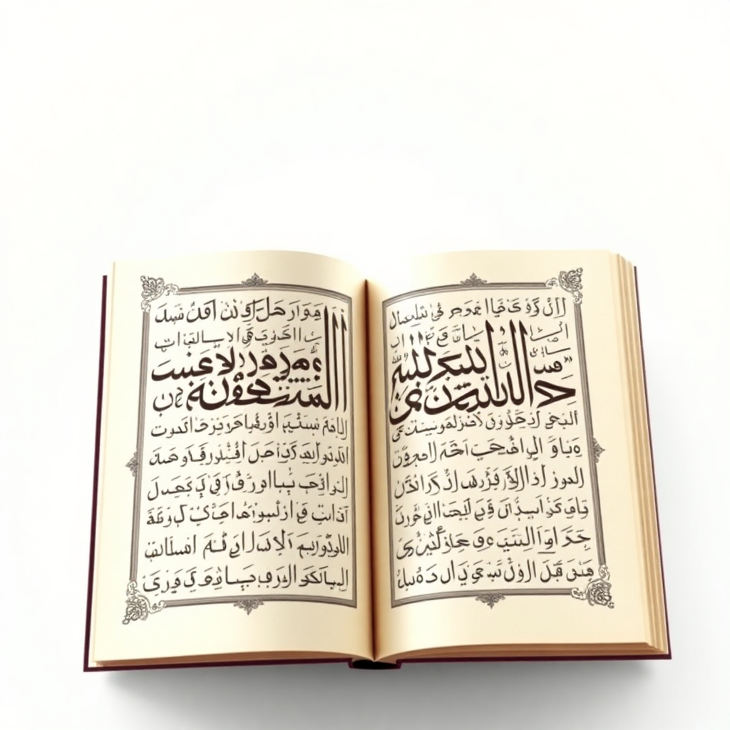 ancient manuscript with arabic calligraphy, islamic teachings, elegant design
