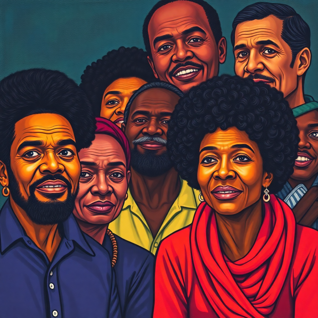 African community leaders and activists, powerful portraits, unity and strength