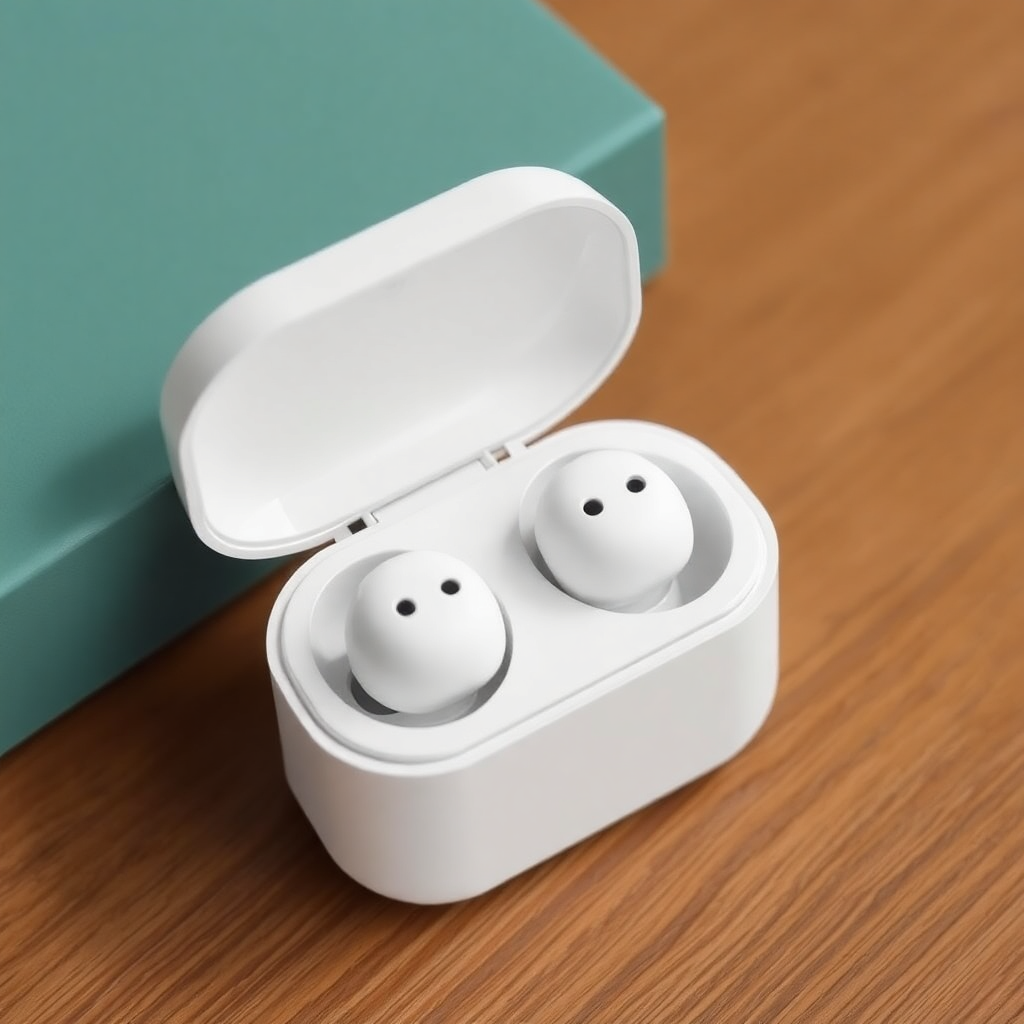 Wireless noise cancelling earbuds white case