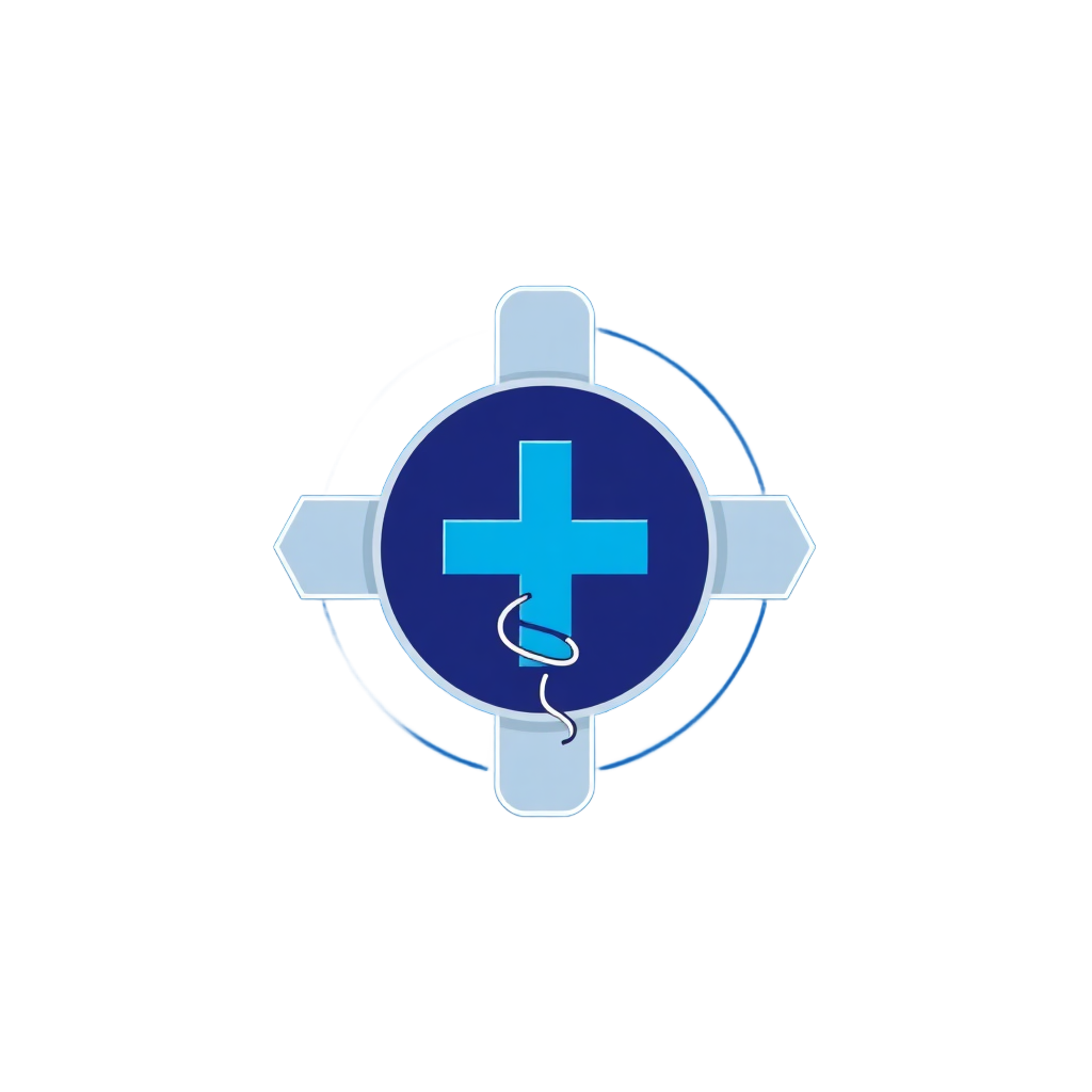 pharmacy logo with medical cross, blue color