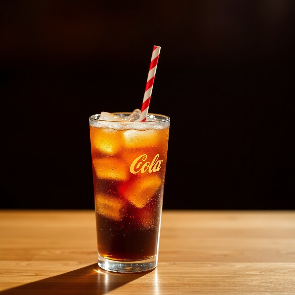 cold cola drink with ice cubes