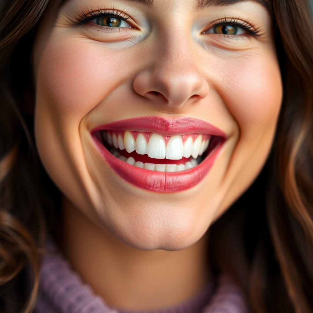 close up of woman smiling with perfect white teeth cosmetic dentistry bright smile makeover