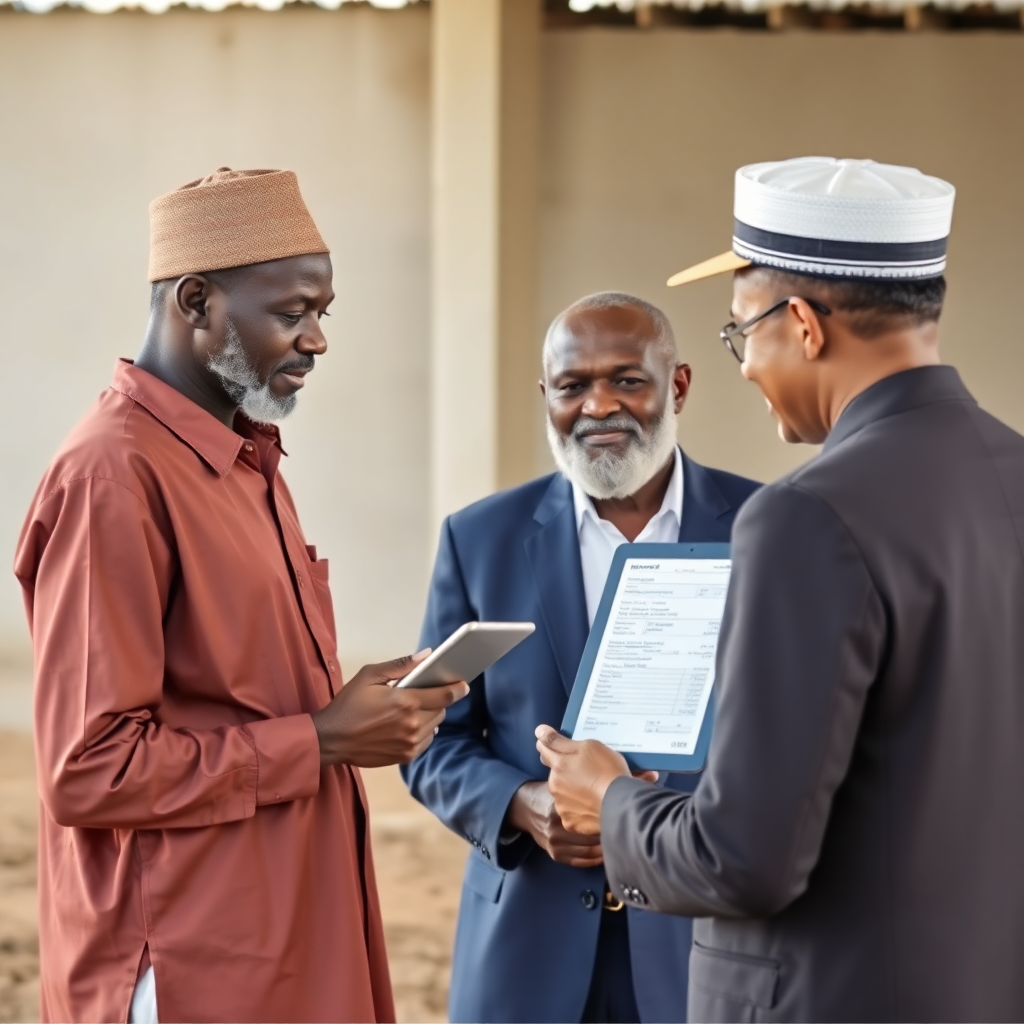 Farmer meeting with bank official