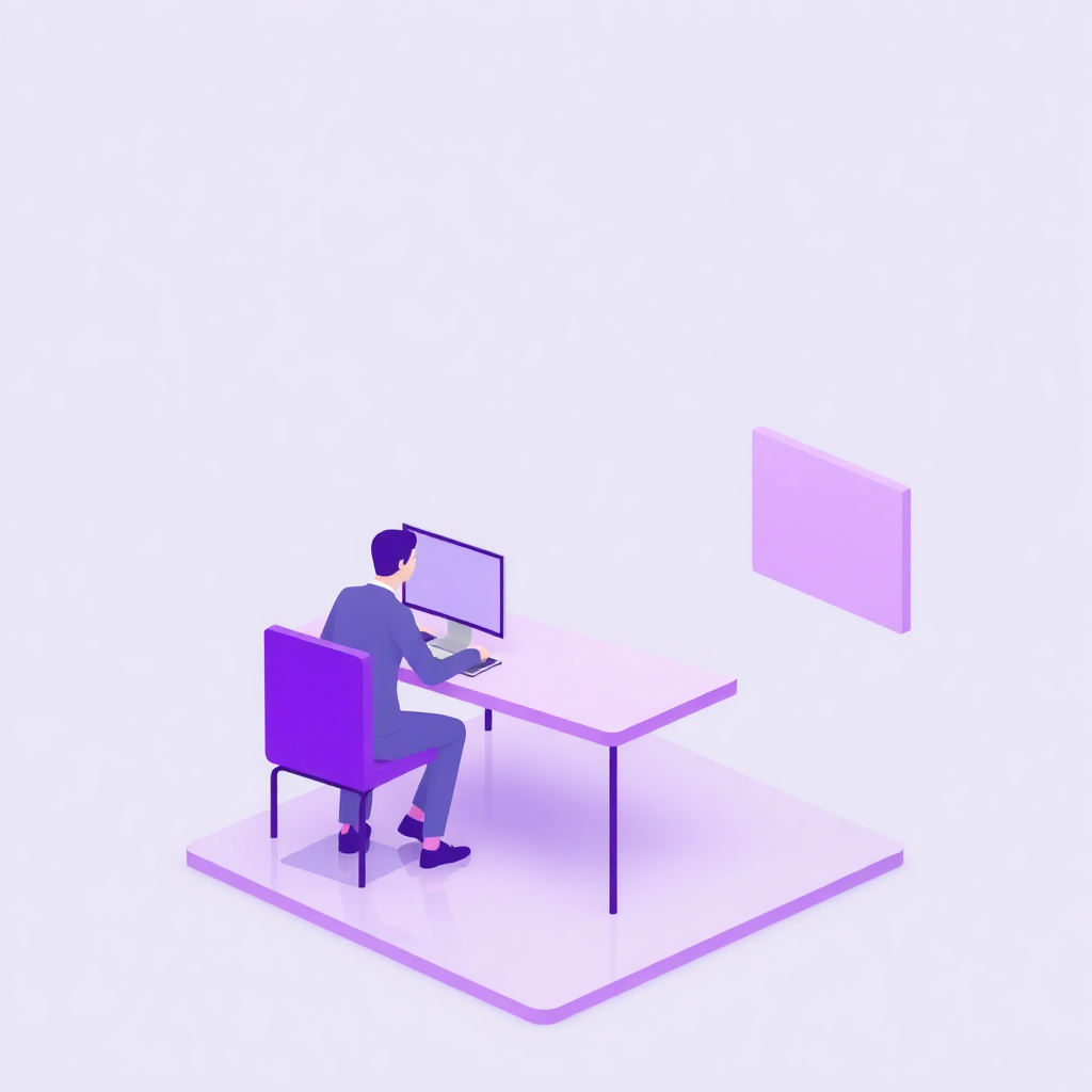 3D minimal abstract illustration of work preferences and role selection, neumorphic design style with soft purple gradient