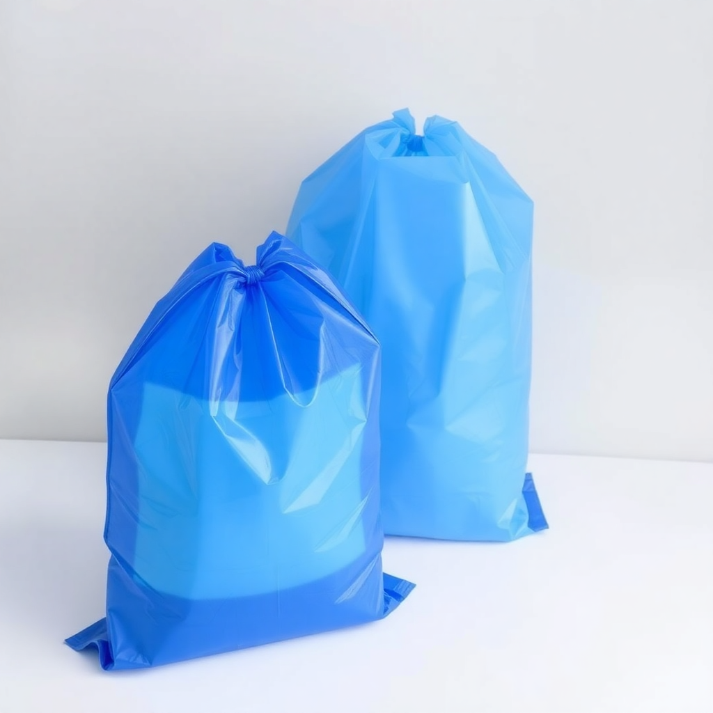 blue LDPE laundry bags, hotel laundry collection bags, hospitality industry laundry bags