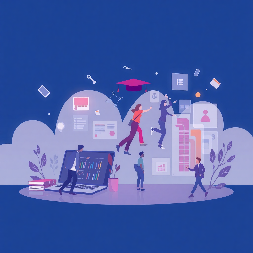 Illustration of education and technology evolution