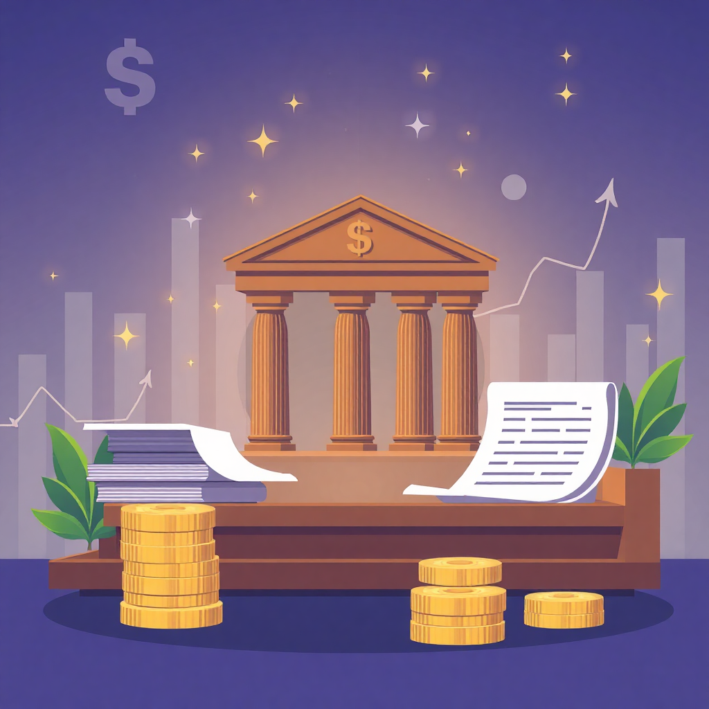 digital trade finance documents blockchain ledger professional banking illustration