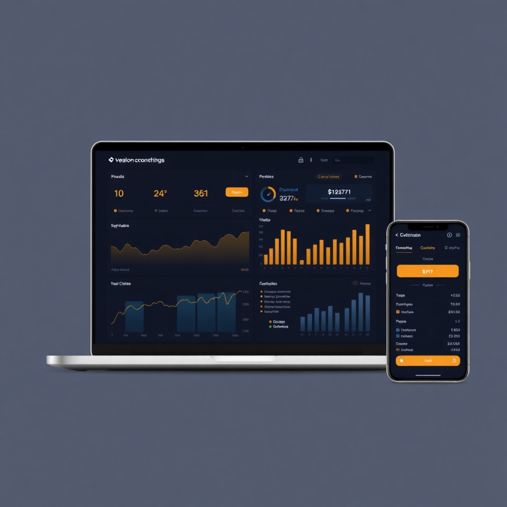 Modern cloud accounting software dashboard op laptop en mobiel