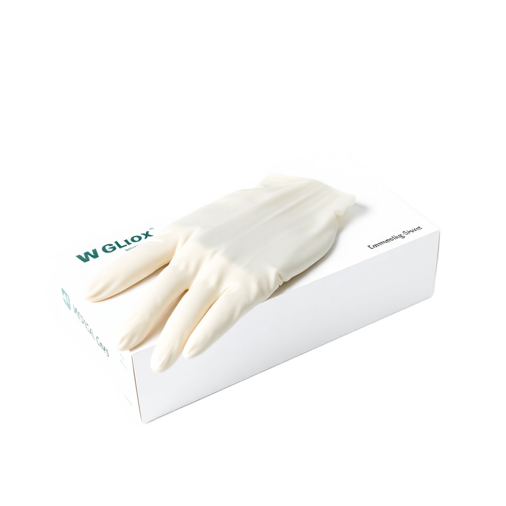 medical examination gloves latex nitrile disposable gloves box, clean product photography, white background