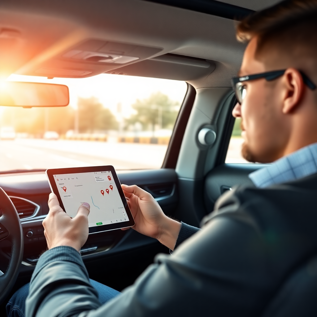 Sales professional using RoutiFly on tablet