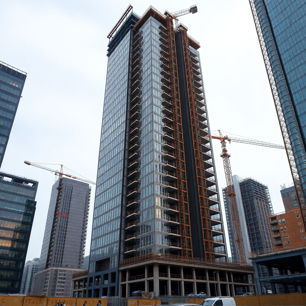 modern skyscraper construction site