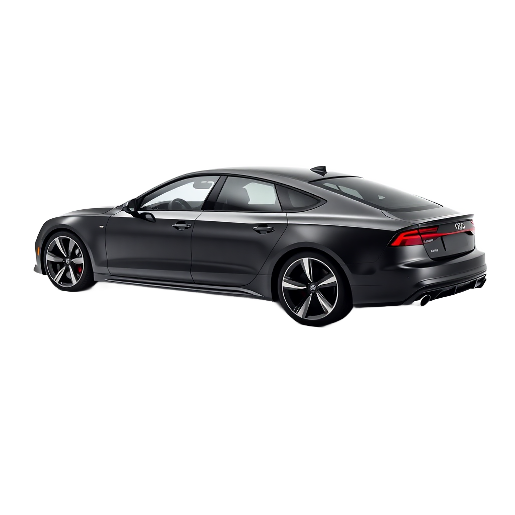 audi rs7 sportback dark grey side profile luxury car studio shot minimal white background